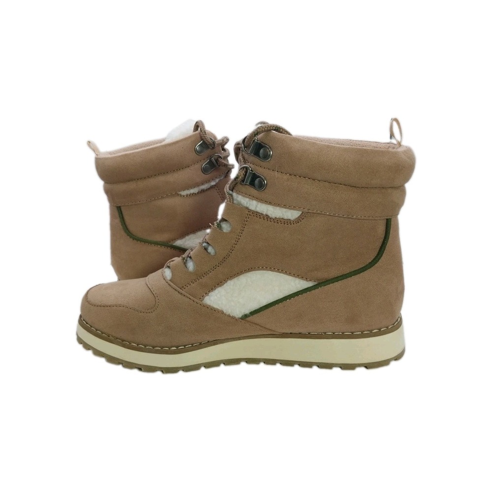 Old Navy Hiking Boots Womens 9 Taupe All Terrain High Laced Up Casual Faux Suede